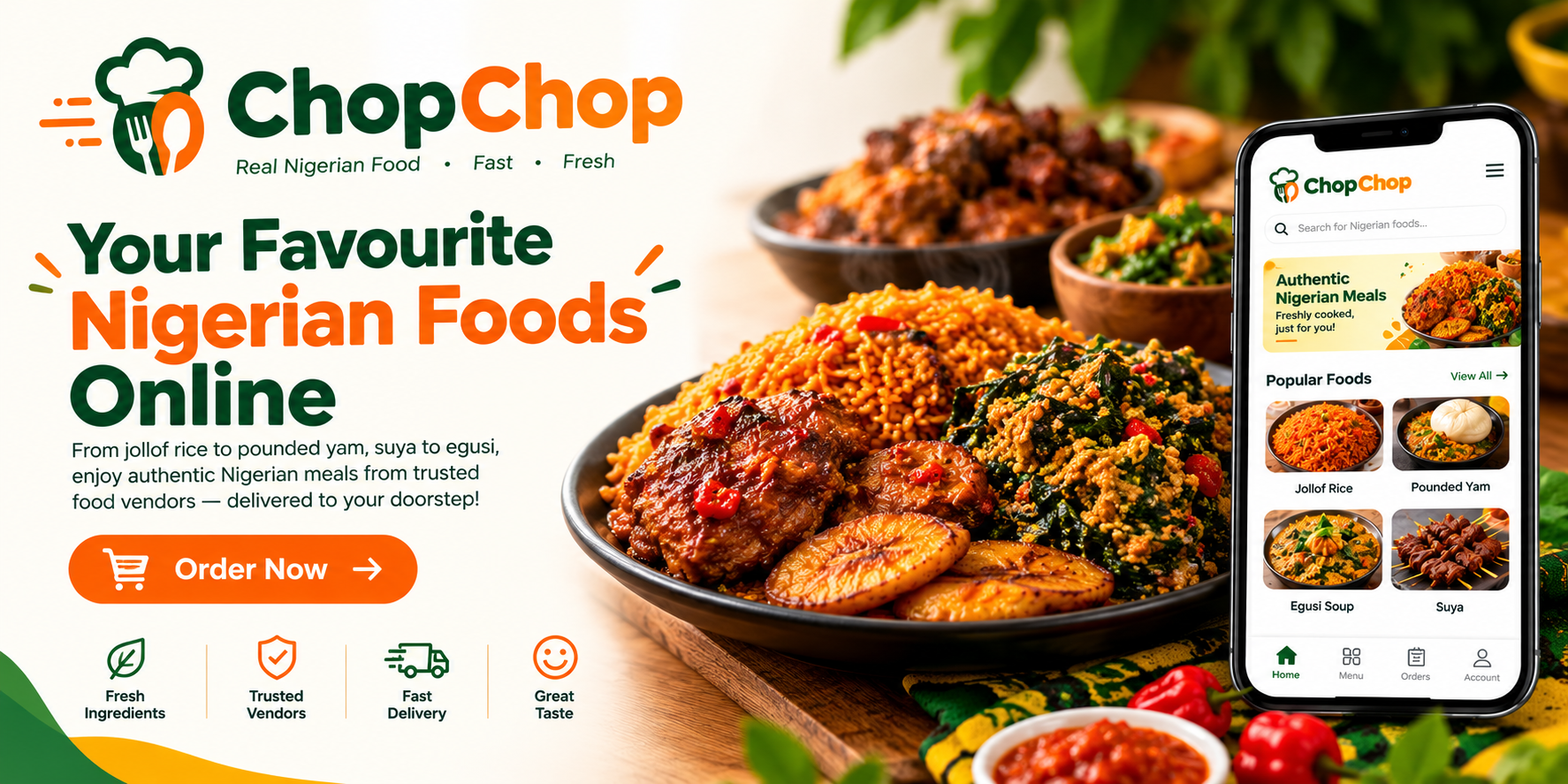 A selection of Nigerian meals available on ChopChop